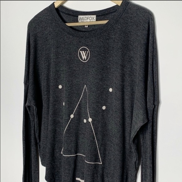 Wildfox Don't Tell Perry Thermal Gray Relaxed Tee Top XS - Picture 7 of 16